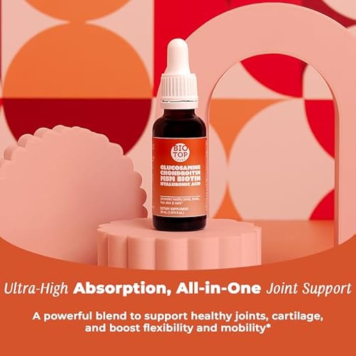 BIOTOPLEVEL Liquid Glucosamine, Chondroitin, MSM, Biotin, Hyaluronic Acid, All in One Formula for Good Health of Joints, Bones, Hair, Skin & Nails - Image 2