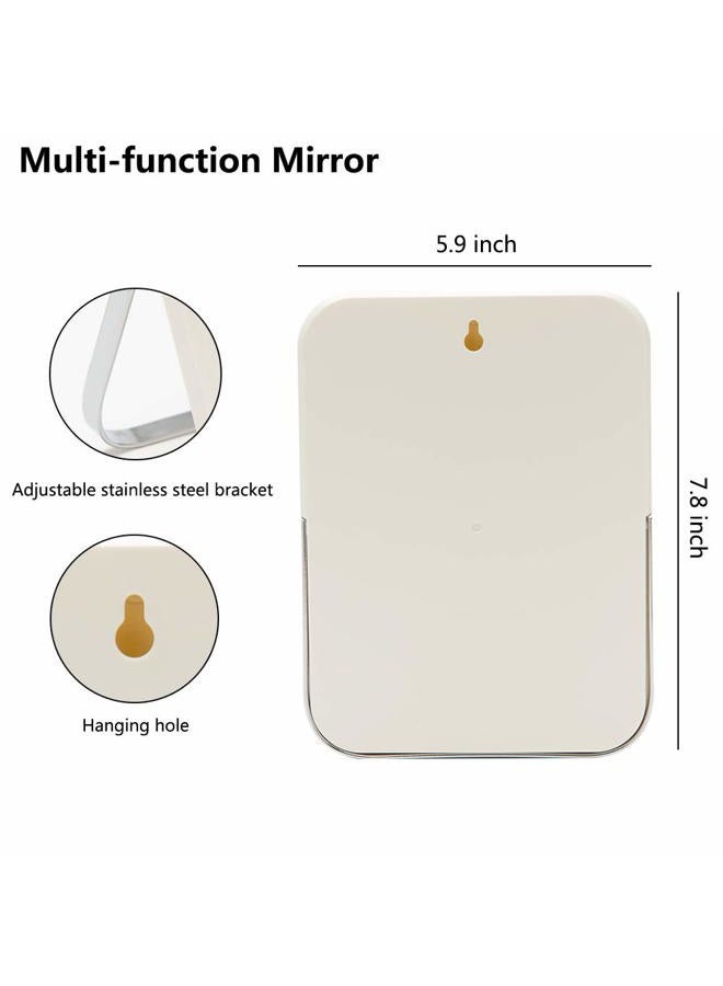 YEAKE Table Desk Vanity Makeup Mirror,20cm Portable Folding Mirror with Metal Stand 90CAdjustable Rotation Tavel Make Up Mirror Hanging Bathroom for Shower Shaving(White) - Image 2