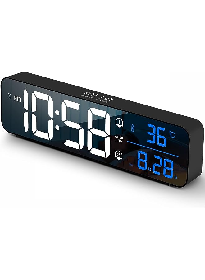 Raxoom Clock, Digital Clock Large Display, LED Digital Alarm Clock for Living Room, Rechargeable, Sound-Activated, Snooze, Date &Temp Display Digital Wall Clock, for Bedroom Kitchen Office, Black - Image 1