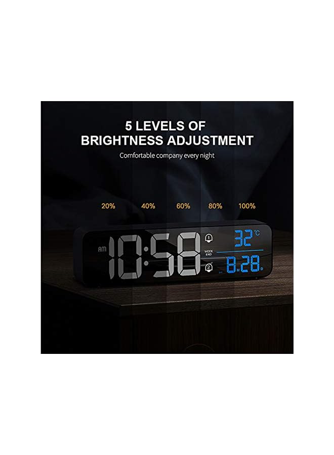 Raxoom Clock, Digital Clock Large Display, LED Digital Alarm Clock for Living Room, Rechargeable, Sound-Activated, Snooze, Date &Temp Display Digital Wall Clock, for Bedroom Kitchen Office, Black - Image 3