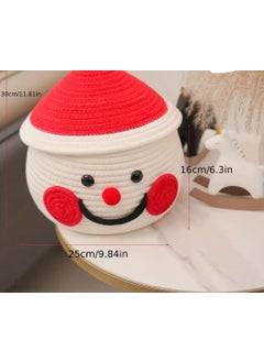 Harbell Home Harbell Home Cute Santa Handmade Jute Cotton Thread Rope Basket Woven Storage Basket With Cap Nursery Organizers And StorageKids Basket Toy Bin Baby Gift Basket  - Image 3