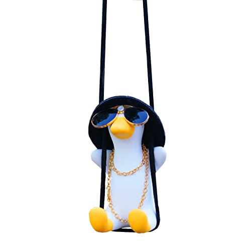 Qiwen Rear View Mirror Hanging Accessories of Cool Swinging Duck Car Hanging Ornament Cute Car Accessories for Teens Men Women Mirror Hanging Funny Truck Pendant CharmsD - Image 1