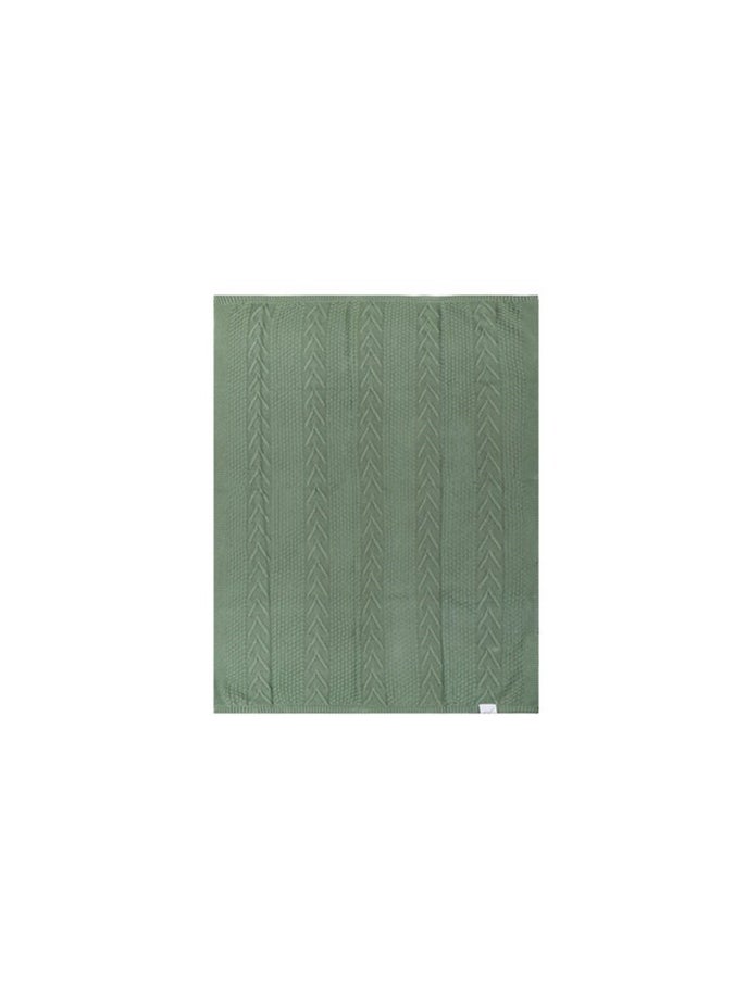 infancie - Organic Baby Knitted Shawl Blanket (80x110cm) Olive Green - Image 1