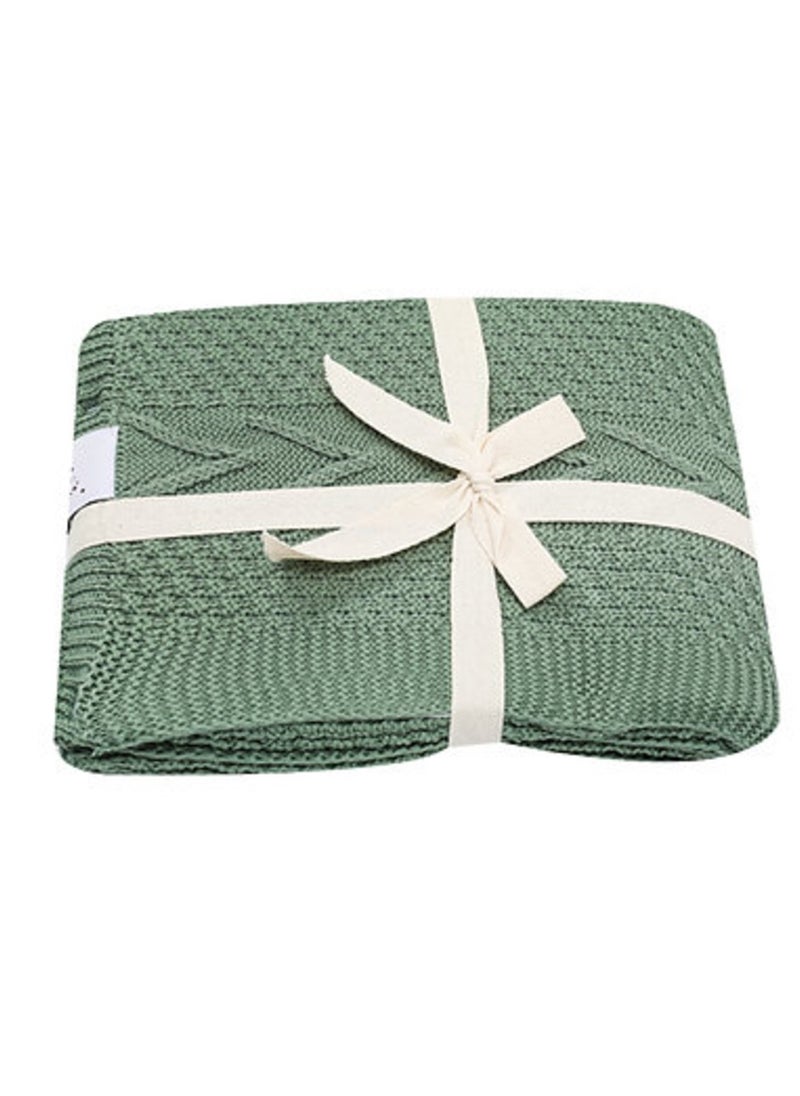 infancie - Organic Baby Knitted Shawl Blanket (80x110cm) Olive Green - Image 1