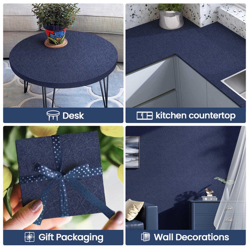Abyssaly Dark Blue Peel and Stick Wallpaper - Removable Waterproof Self Adhesive Contact Paper - Silk Boys Wall Covering Poster Board - Kitchen Countertop Vinyl Wrap for Bathroom Cabinet 15.7x118 - Image 5