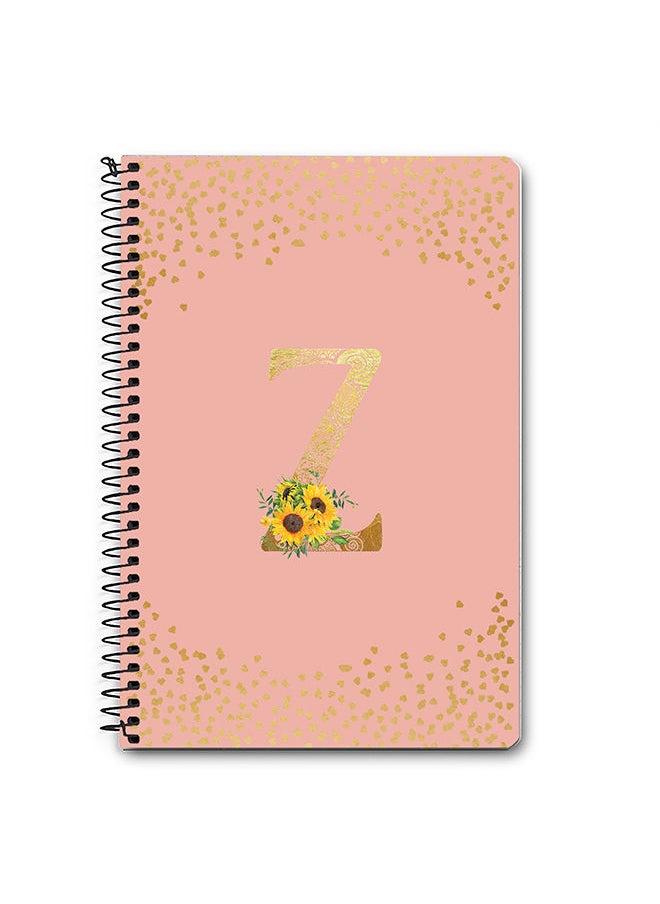 Designer A5 Spiral Notebook Memo Notepad Journal - Custom Monogram Initial Letter Mandala Floral Pattern Alphabet - Z - Rose Pink