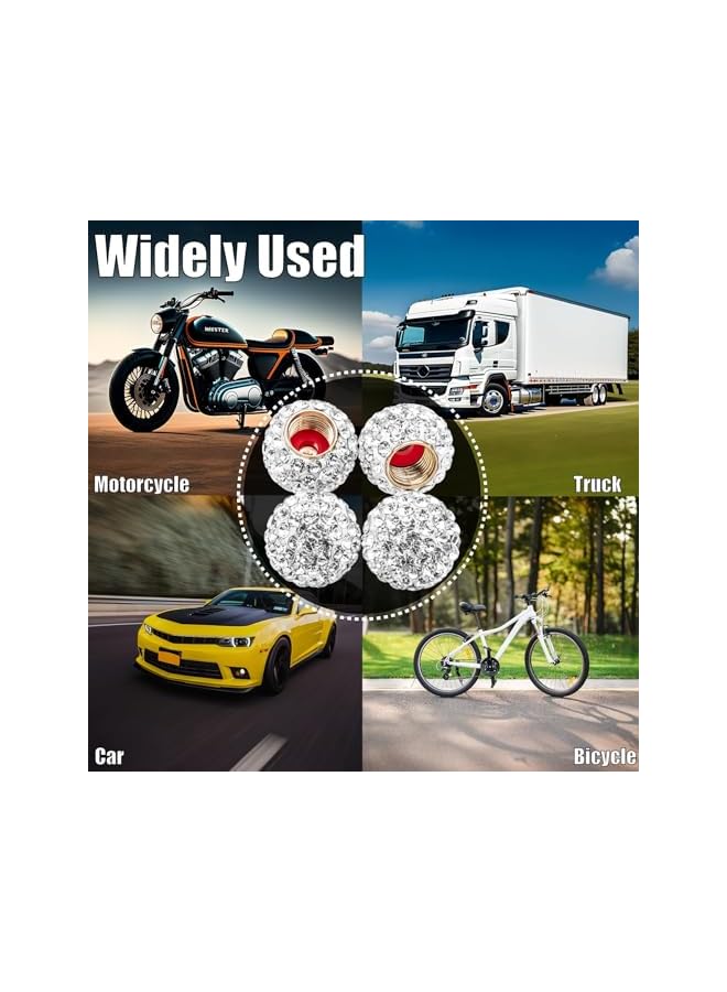 S-TOP 4PCS Bling Rhinestone Crystal Tire Valve Stem Caps - Sparkly Diamond-Like Car Wheel Caps for Women, Universal Fit Decorative Tire Accessories, Ideal Gift for Her - Image 2