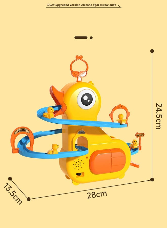 MLADEN Kids Track toys, Small Ducks Climbing Toys, Electric Educational Toys for Kids Yellow Duck Climbing Stairs Slide Track Toys with Light and Music  - Image 2