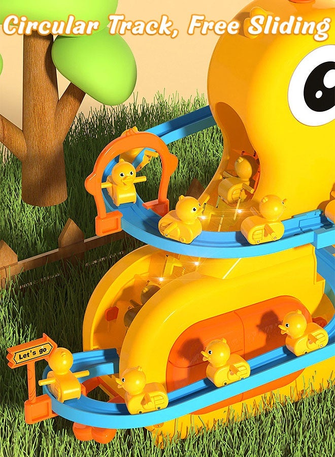 MLADEN Kids Track toys, Small Ducks Climbing Toys, Electric Educational Toys for Kids Yellow Duck Climbing Stairs Slide Track Toys with Light and Music  - Image 5
