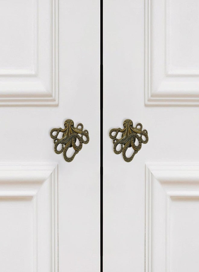 LLDYNW 4 pcs Octopus Drawer Knobs Creative Shape Drawer Knobs Single Hole Pulls Handles for Cupboard Dresser Wardrobe Handles (Bronze) - Image 5