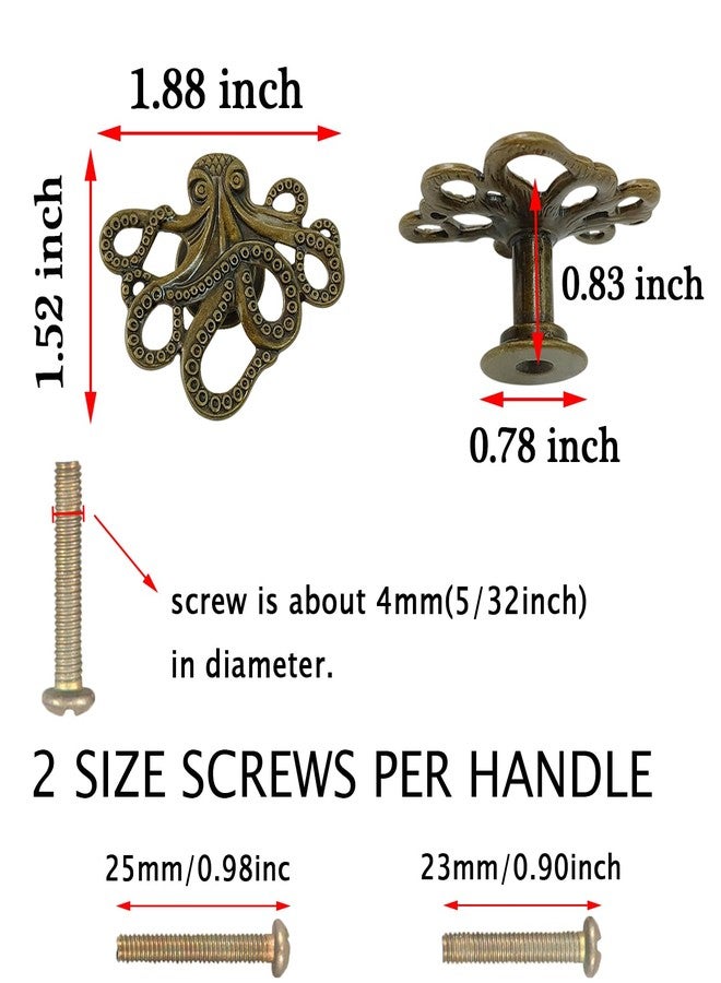 LLDYNW 4 pcs Octopus Drawer Knobs Creative Shape Drawer Knobs Single Hole Pulls Handles for Cupboard Dresser Wardrobe Handles (Bronze) - Image 2