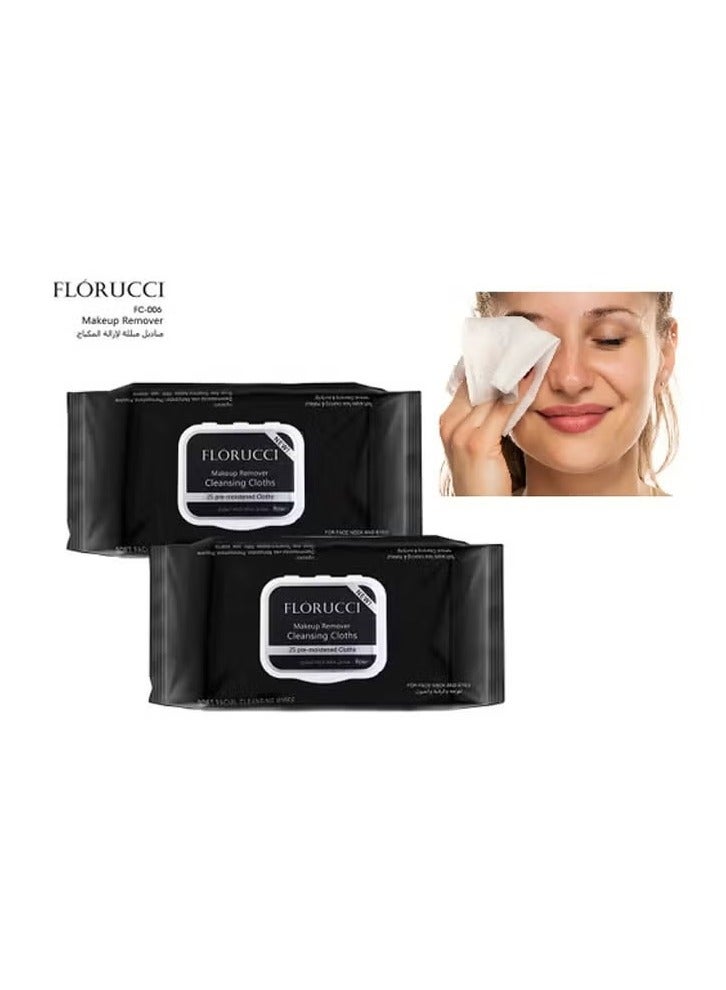 FLORUCCI Makeup Remover Cleansing Wipes 25pcs of 2 pieces