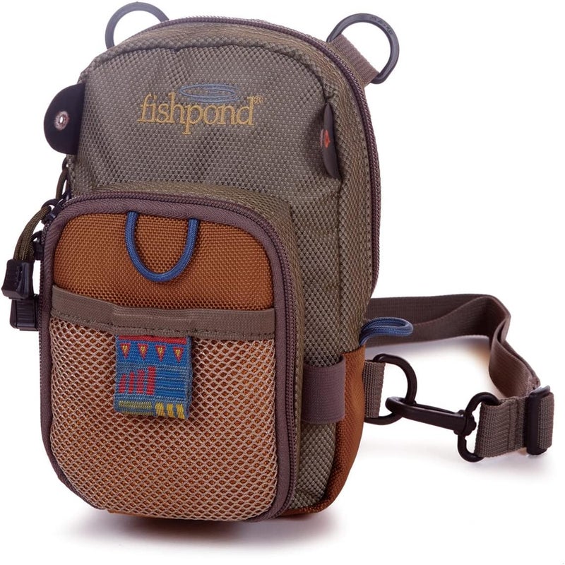 FishPond San Juan Vertical Fly Fishing Chest Pack, Fits up to Two Tackle or Fly Boxes, Lightweight Fishing Bag with Padded Neck Strap – Sand/Saddle Brown - Image 1