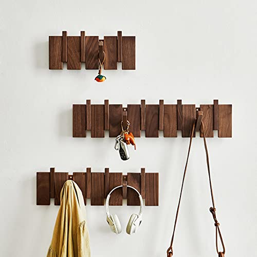 QUELLANCE Wooden Coat Hooks Wall Mounted, Coat Rack Hanger Wall Mount with 4 Hooks, Heavy Duty Coat Hooks for Hanging Coats/Keys/Hats/Robe&Towels/Plants/Bags, Home Decor Gift, Walnut - Image 5