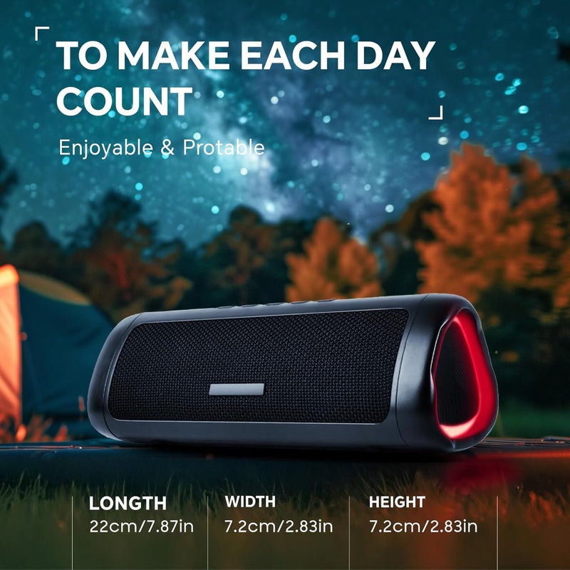 بايتيون المحمولة بلوتوث مكبر الصوت، المحمولة اللاسلكية مكبر الصوت مع IPX5 مقاوم للماء | TWS Paring | BT5.3 | صوت HD | حتى 24 ساعة وقت اللعب | تصميم ممتاز | عرض الضوء الديناميكي للضرب، للحفلات والألعاب والأفلام والأفلام في الهواء الطلق - Image 2