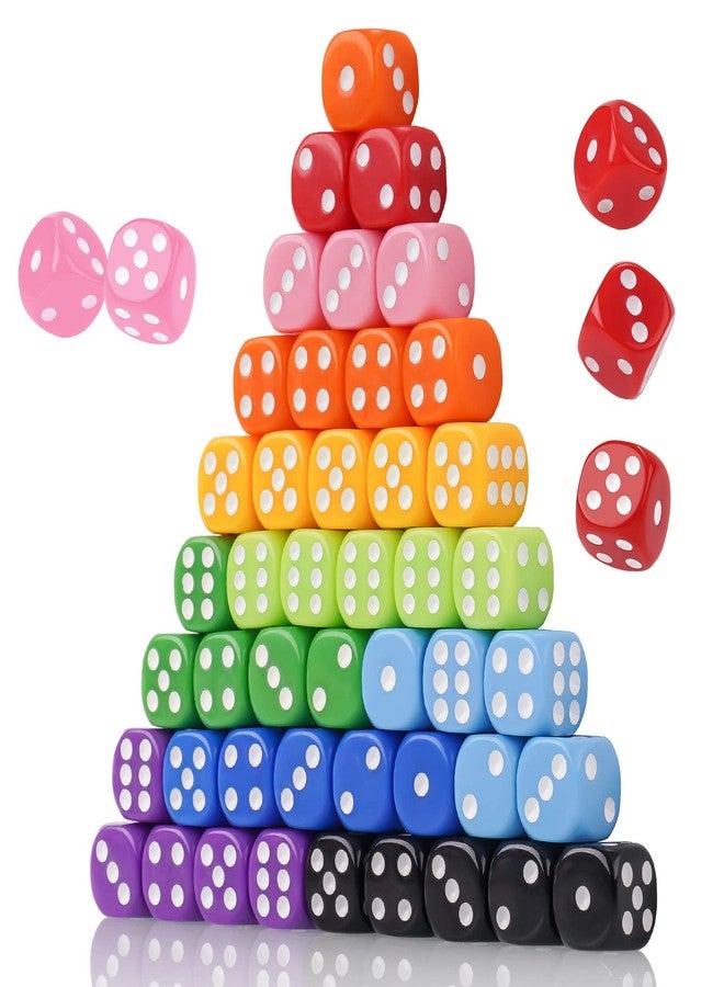 NiToy Game Dice Set 16MM 50PCS 6-Sided Solid Vintage Colors Standard Round Corner Dices for Board Game, Party, Holidays, Family Game (10 Mix Colors) - Image 1