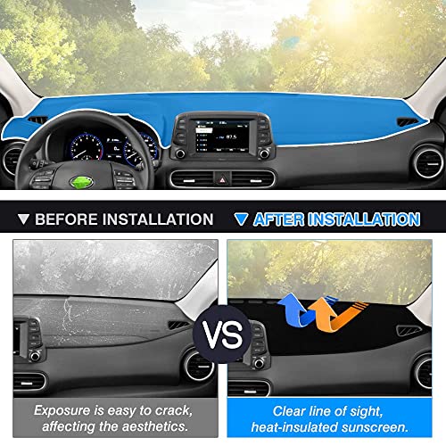 Autorder Dashboard Cover Mat for Hyundai Kona 2018-2021 2022 2023 Accessories Dash Cover Flannel Dash Mat Sunshade Glare UV Rays Protector (Without Hud) - Image 3