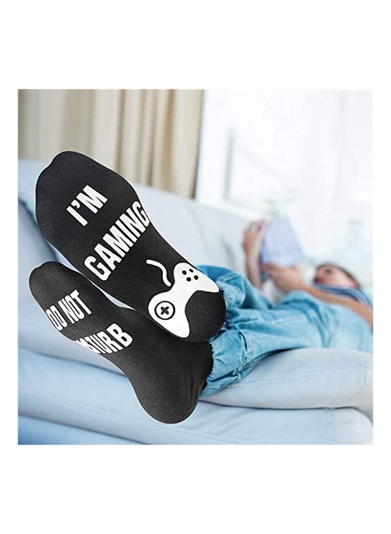 SYOSI Novelty Cotton Socks, Valentines Day Gifts for Him, Do Not Disturb Gaming Socks Funny Gifts for Men Women Teen Gamers, Black  - Image 3