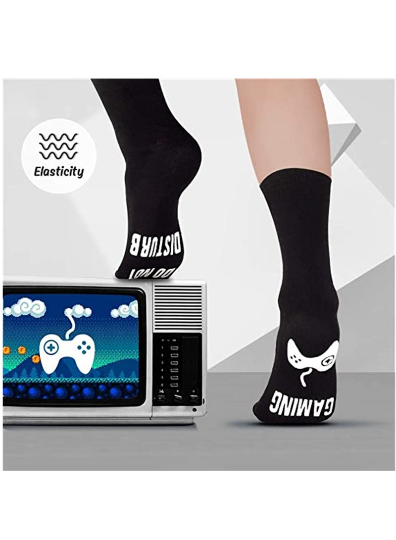 SYOSI Novelty Cotton Socks, Valentines Day Gifts for Him, Do Not Disturb Gaming Socks Funny Gifts for Men Women Teen Gamers, Black  - Image 2