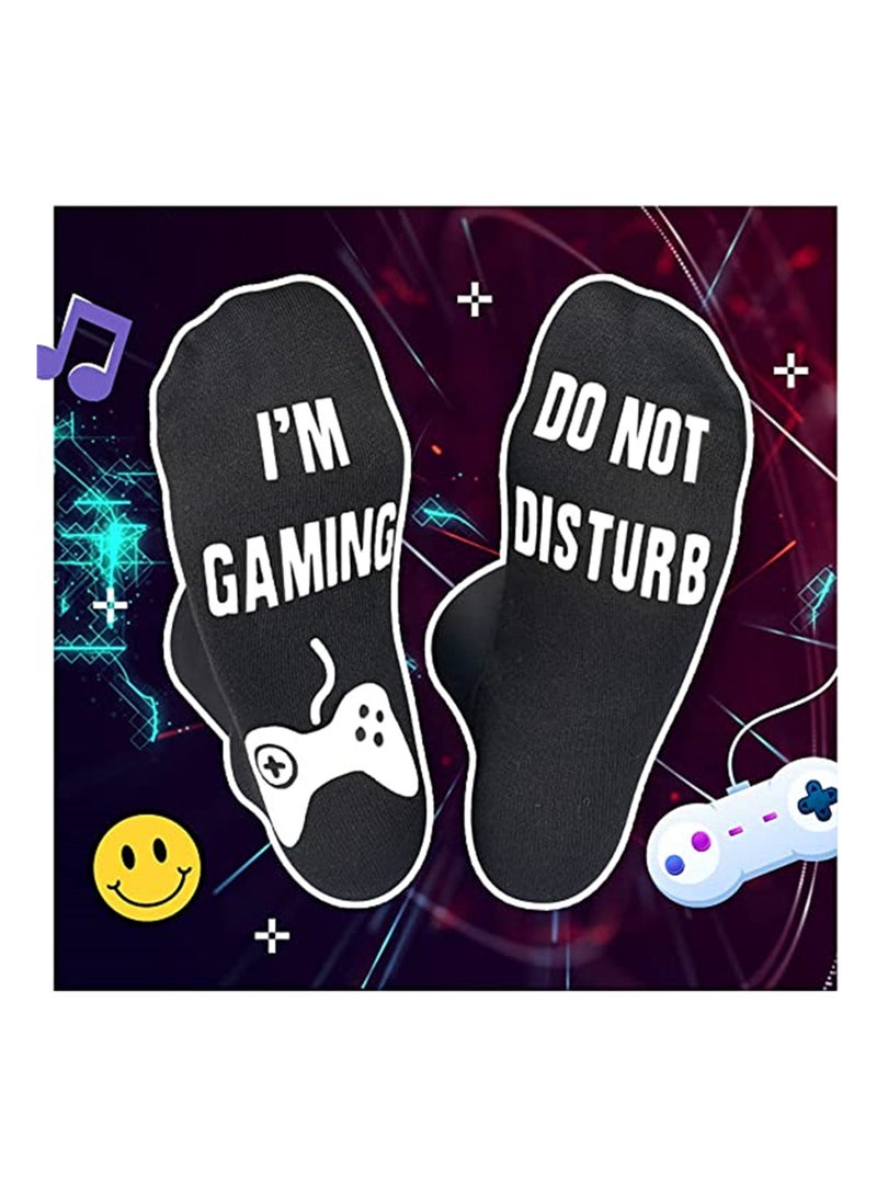 SYOSI Novelty Cotton Socks, Valentines Day Gifts for Him, Do Not Disturb Gaming Socks Funny Gifts for Men Women Teen Gamers, Black  - Image 5