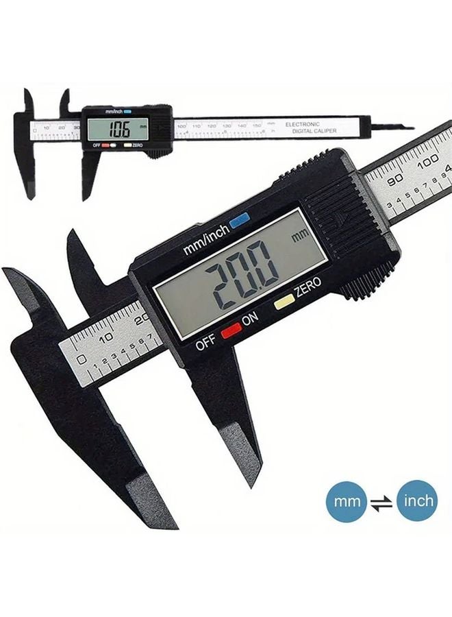 Digital Caliper Measuring Tool with LCD Screen Durable Plastic Micrometer Ruler Black - Image 4