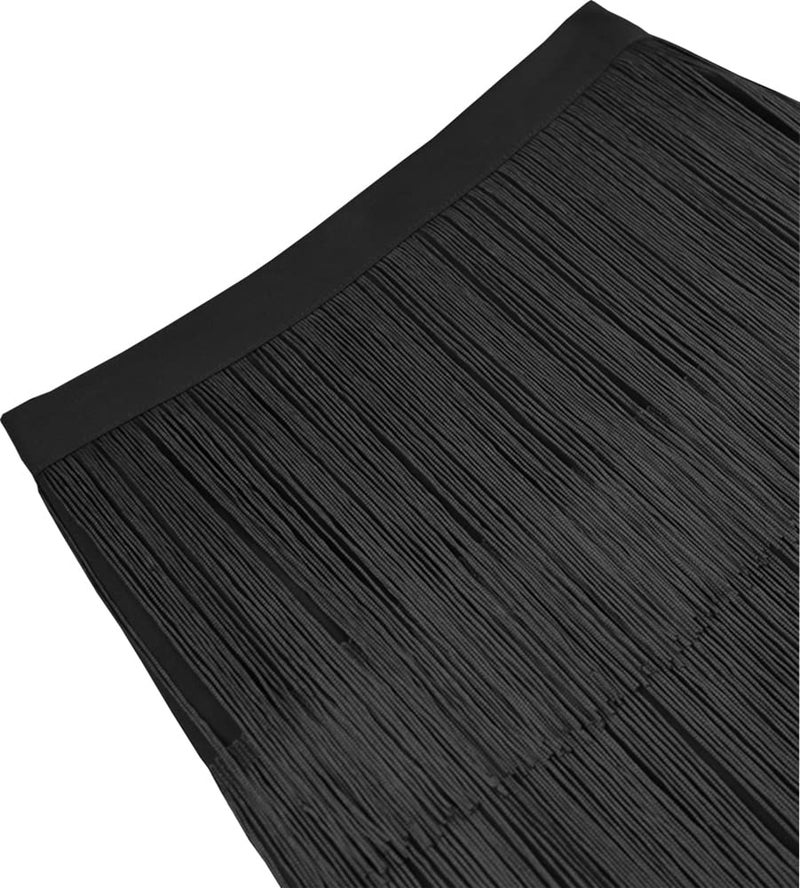 AOMEI Women's Black High Waist Fringe Tiered Bodycon Pencil Midi Skirt 1XL - Image 4