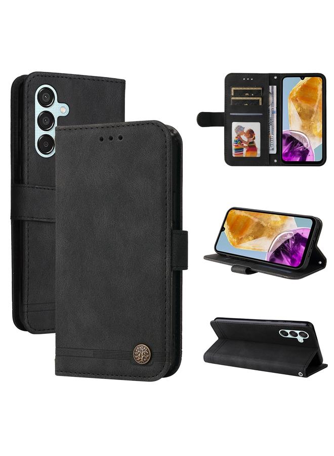 اس-توب جراب لهاتف Samsung Galaxy M15 5G / F15 5G جراب هاتف جلدي بملمس شجرة الحياة بأزرار معدنية - Image 1