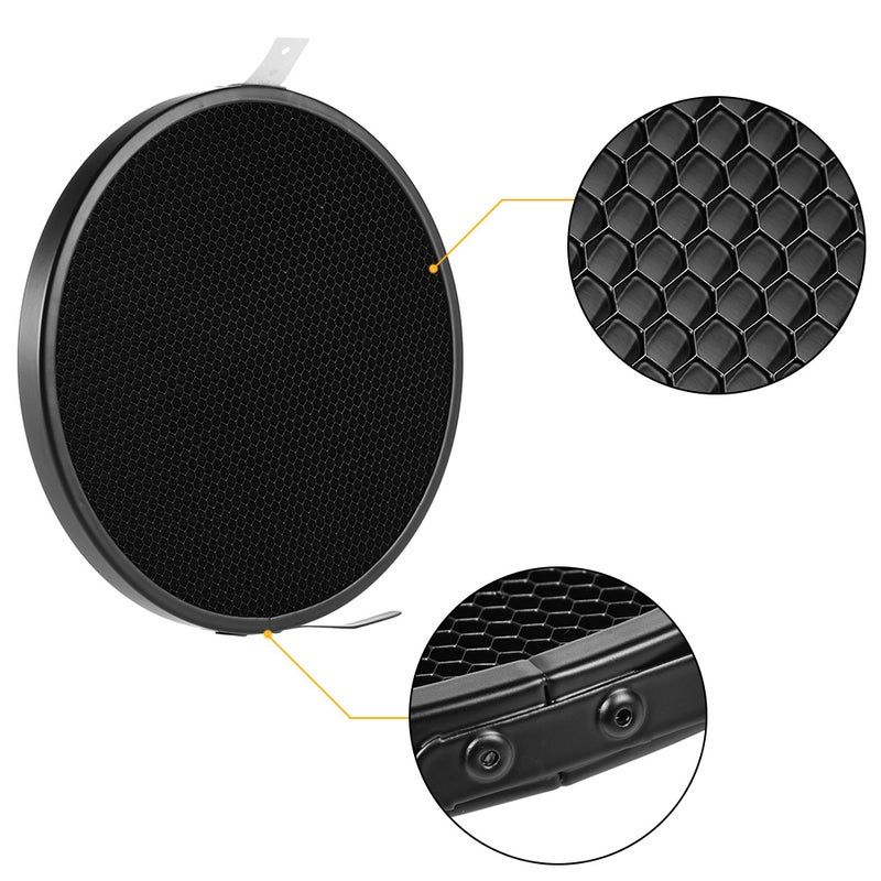 Studio Light Reflector: 7" High-quality Aluminum - Silver Reflective Surface Light Modifier With 3pcs 10°/30°/50° Honeycomb Grids for Portrait Pet Flower Still Life Photography - Image 3