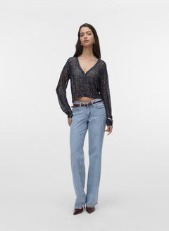 VERO MODA VMLEILANI GLITTER LS V-NECK SHORT CARDI  - Image 5