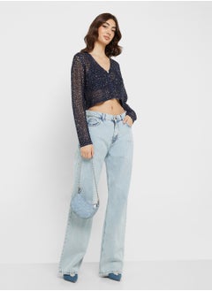 VERO MODA VMLEILANI GLITTER LS V-NECK SHORT CARDI  - Image 4
