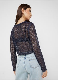 VERO MODA VMLEILANI GLITTER LS V-NECK SHORT CARDI  - Image 2