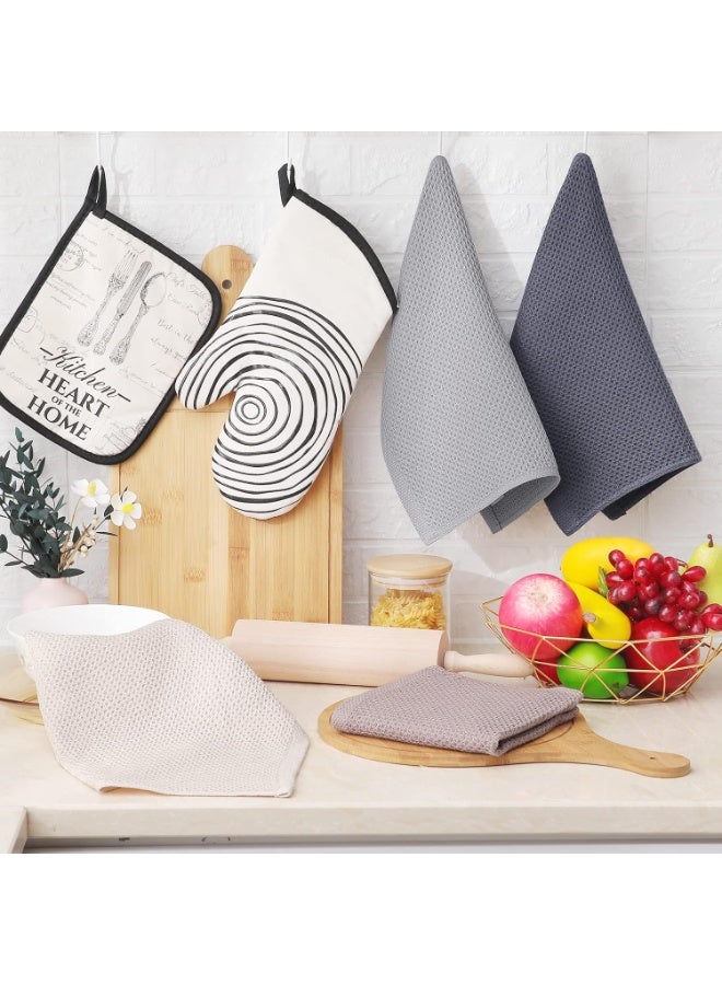 FALAHOM 100% Cotton Waffle Weave Kitchen Dish Cloths, Ultra Soft Absorbent Quick Drying Dish Towels, 13x13Inches, 6-Pack， Kitchen Dishcloths -No Odor Reusable Dish Towels - Image 2