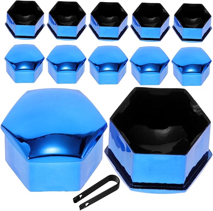 Blue Wheel Lug Nut Cover Installation Tool Kit 20 Pieces Hub Nut Caps for Vehicles - Image 1