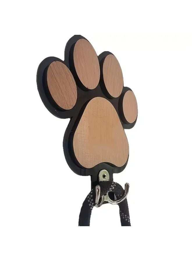 Black And White Paw Print Wooden Dog Leash Hook Wall Hanger For Collars Coats Pet Accessories Home Organizer - Image 5