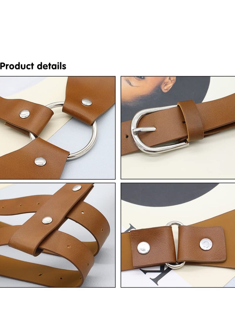 SYOSI Punk Waist Harness Belt, Rock Belt with Buckles, Adjustable Vintage PU Leather Body Belts, Suitable for Women Girls Cosplay Party Rave Costume (Brown)  - Image 5