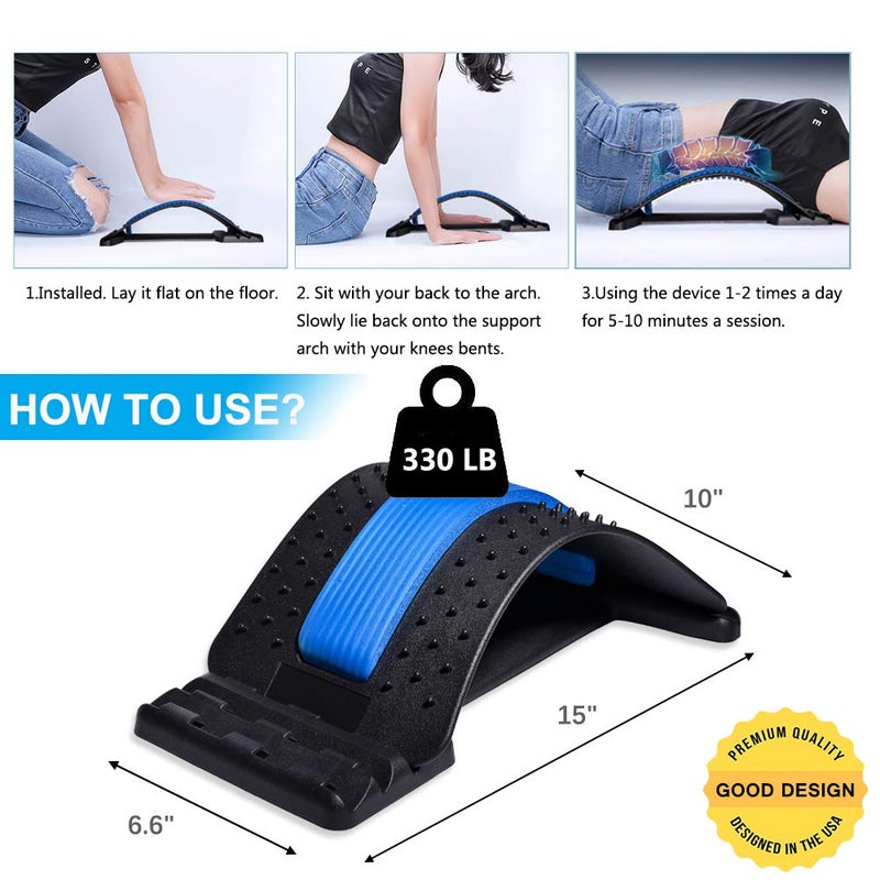 JUMPOW Back Stretcher for Lower Back Pain Relief, 3 Level Adjustable Lumbar Cracker Board, Spine Board, Relief for Herniated Disc, Sciatica, Scoliosis, Spine Decompression - Image 5