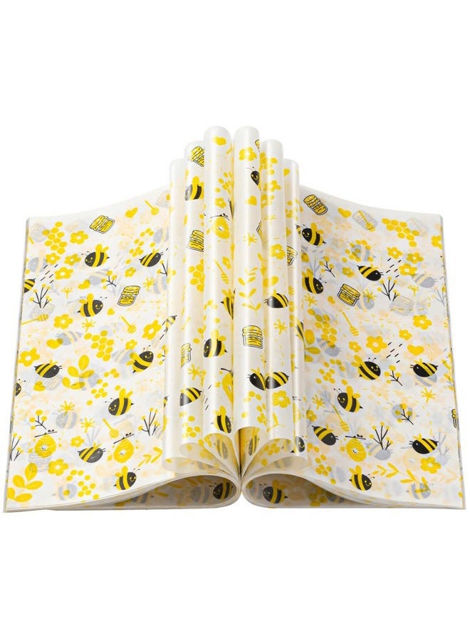 KVCSYAW 100 Pcs Wax Paper Sheets for Food, Bee Day Wax Paper for Food Sandwich Wrap Paper Deli Wraps, Waterproof Oil-proof Picnic Basket Liners with Bee Pattern for Kitchen Handmade Food - Image 1