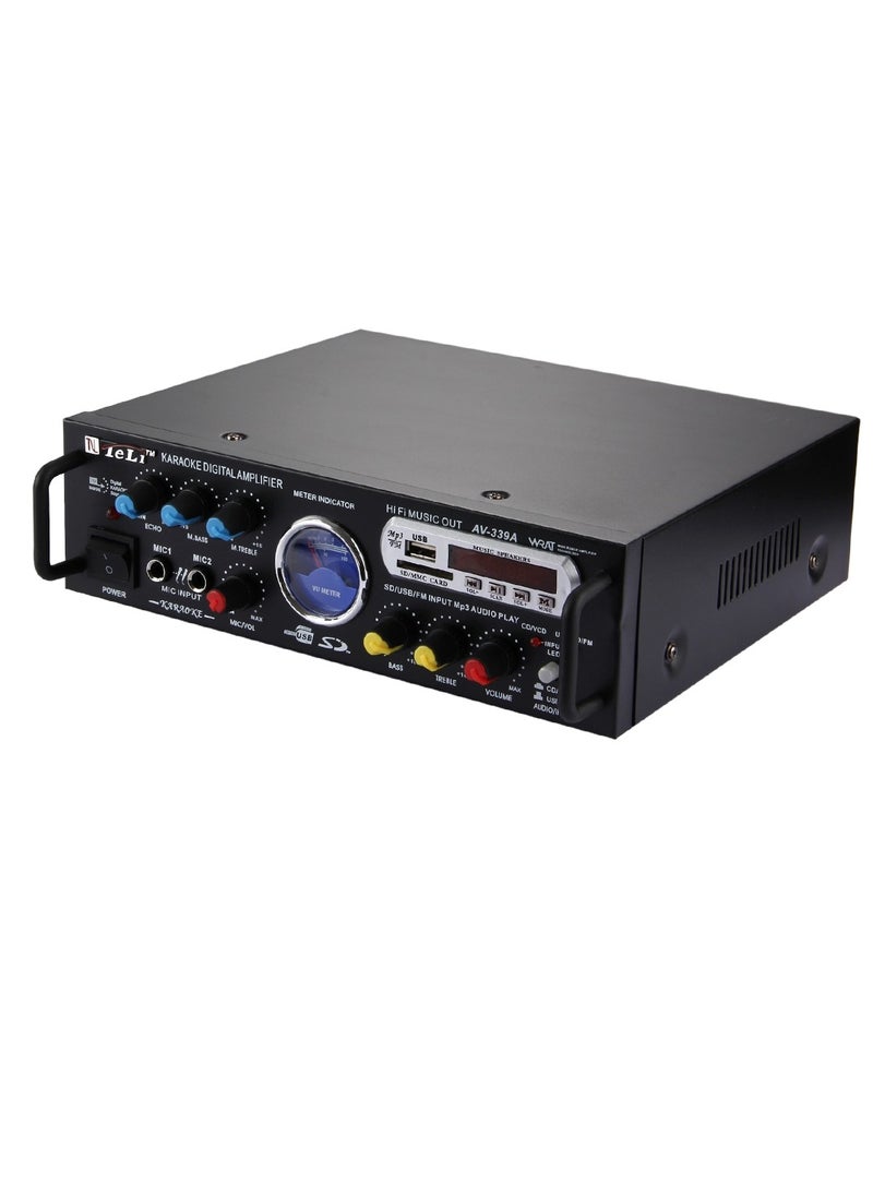 Teli AV-339A 2CH HiFi Stereo Audio Amplifier with Remote Control, Support FM / SD / MP3 Player / USB / Display / Meter Indicator, AC 220V / DC 12V  - Image 2