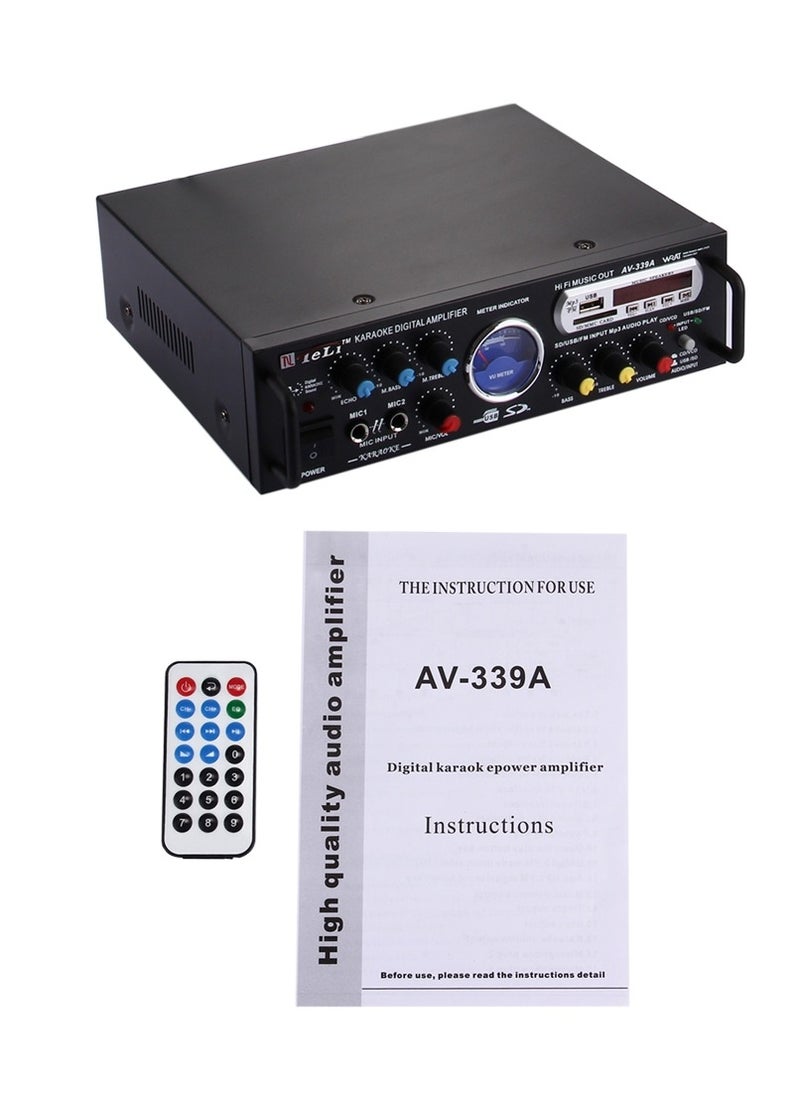 Teli AV-339A 2CH HiFi Stereo Audio Amplifier with Remote Control, Support FM / SD / MP3 Player / USB / Display / Meter Indicator, AC 220V / DC 12V  - Image 3