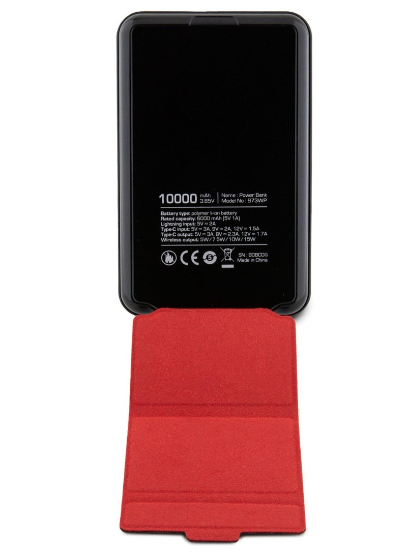 Ferrari - PU Magsafe Powerbank Stand 10000mAh With Metal Ferrari Logo with stand function  - Black - Image 1