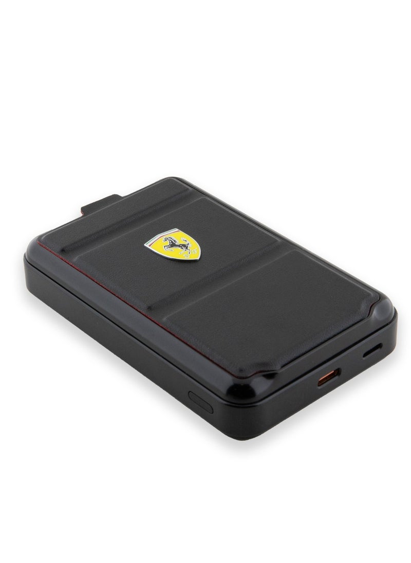 Ferrari - PU Magsafe Powerbank Stand 10000mAh With Metal Ferrari Logo with stand function  - Black - Image 1