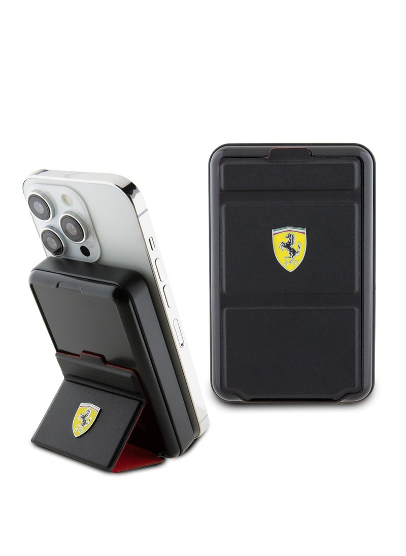 Ferrari - PU Magsafe Powerbank Stand 10000mAh With Metal Ferrari Logo with stand function  - Black - Image 1