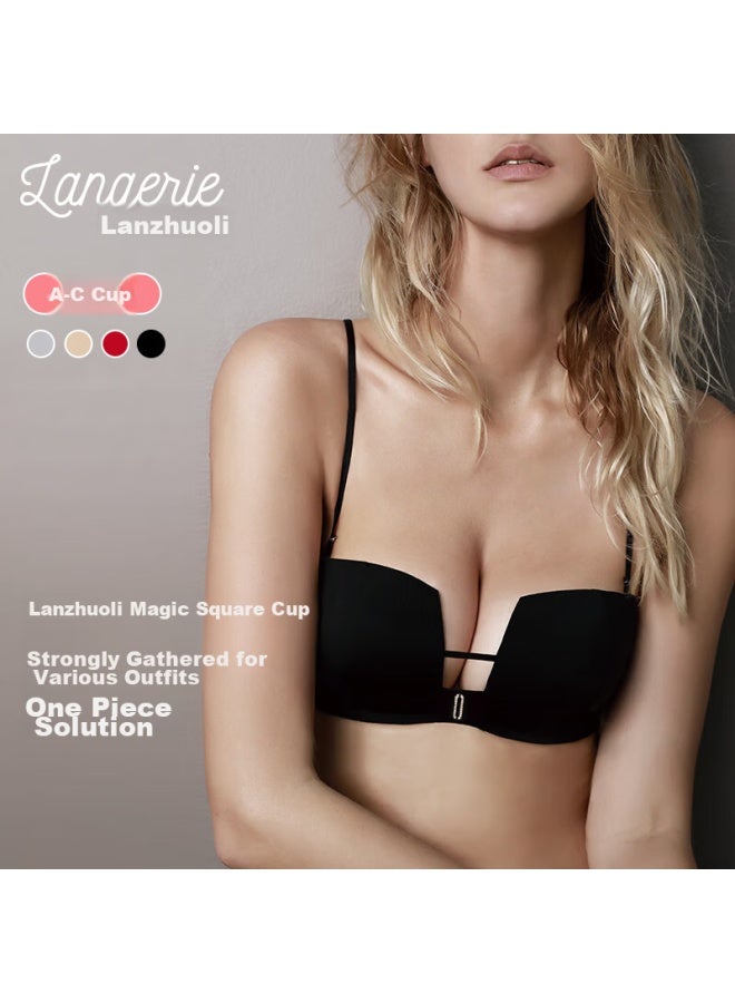 Langerie Langerie [magic Cube] Sexy Lingerie For Small Breasts, Push-up, Soft Support, Strapless, Removable, Half Cup Bra  - Image 1