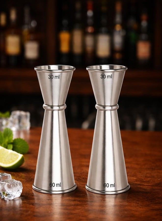 Steeple Stainless Steel Double Sided Peg Measure Set of 2 | 30ml & 60ml Jigger | Premium Bar Measuring Tool | Food Grade Rust Proof Cocktail Measure for Home Bar - Image 1