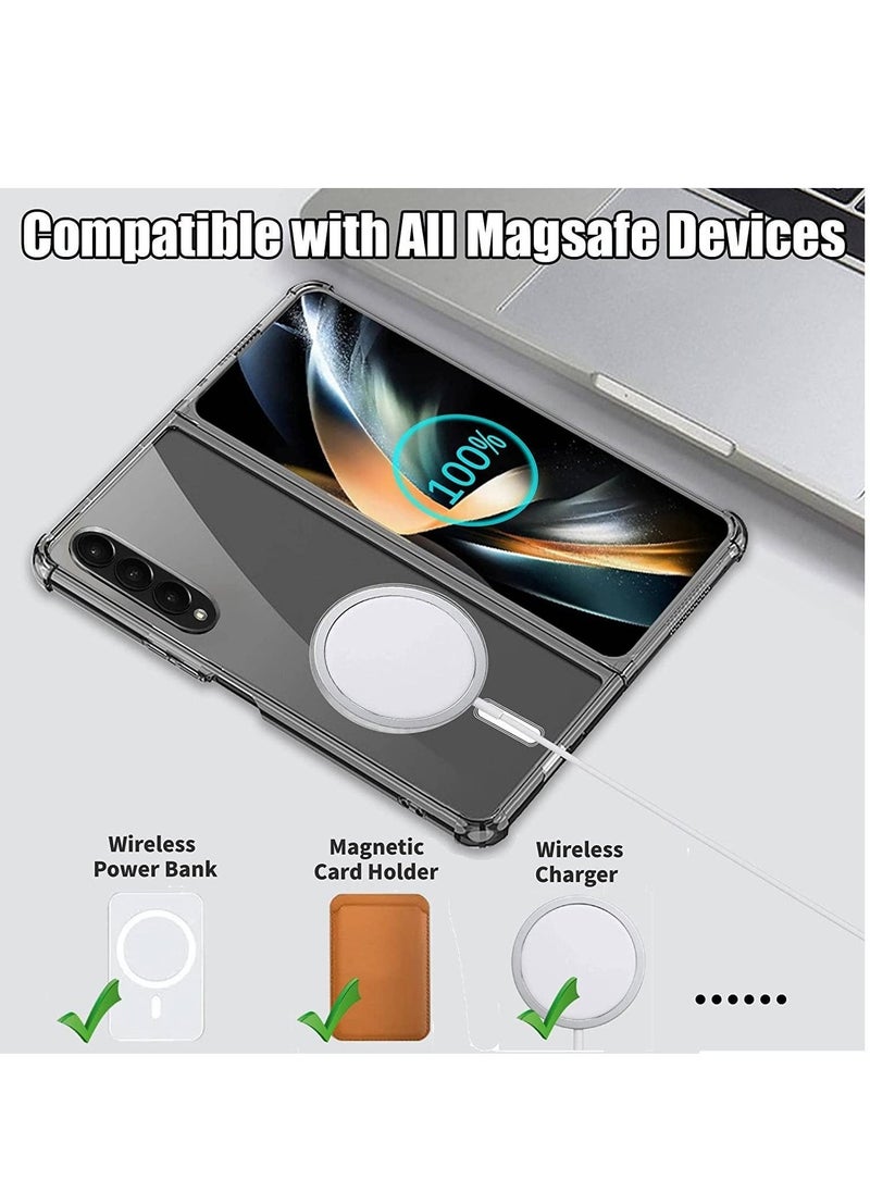 Magsafe Anti-Yellow Slim Transparent 4 Cornor Shockproof Thin Cover for Samsung Galaxy Z Fold 4 2022 Support Wireless Charger - Image 2