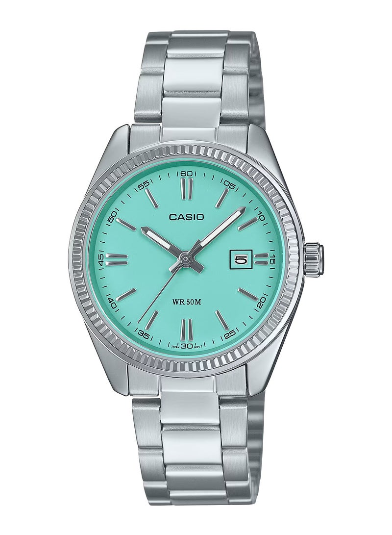 CASIO Women's LTP Series Turquoise Blue Dial/Stainless Steel Bracelet Watch LTP-1302PD-2A2VEF - Image 1