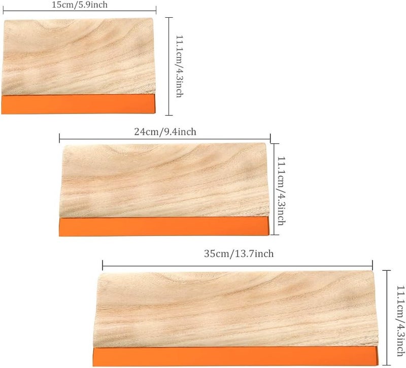 Caydo 3 Pieces 3 Sizes Screen Printing Squeegee, 75 Durometer Wooden Ink Scraper for Screen Printing Fabric, 5.9 Inch, 9.4 Inch and 13.7 Inch - Image 2