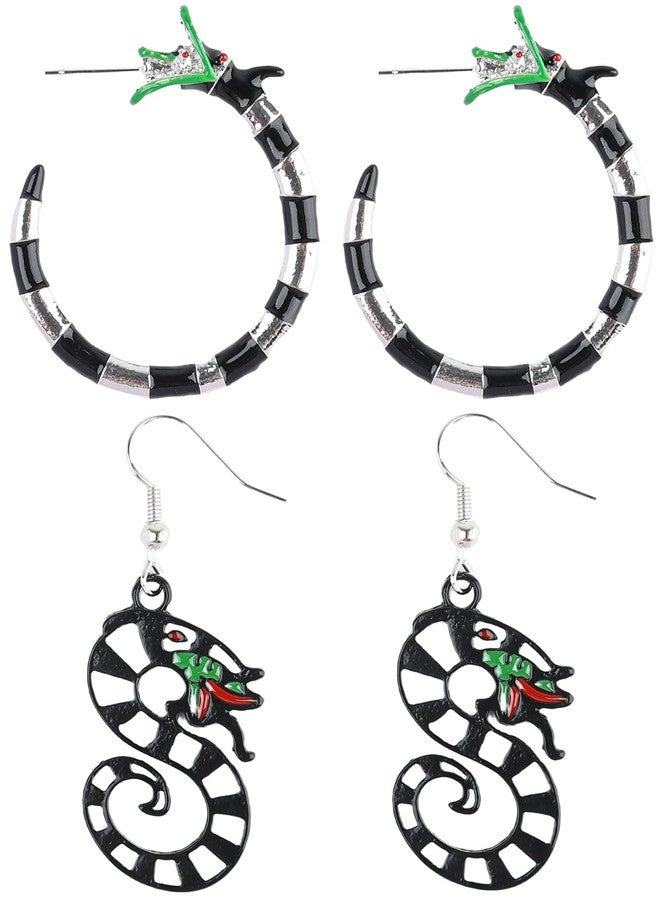 JSLOVFLO 2PCS Coral Snake Halloween Earrings Costume Accessories for Women Men Cosplay - Image 1