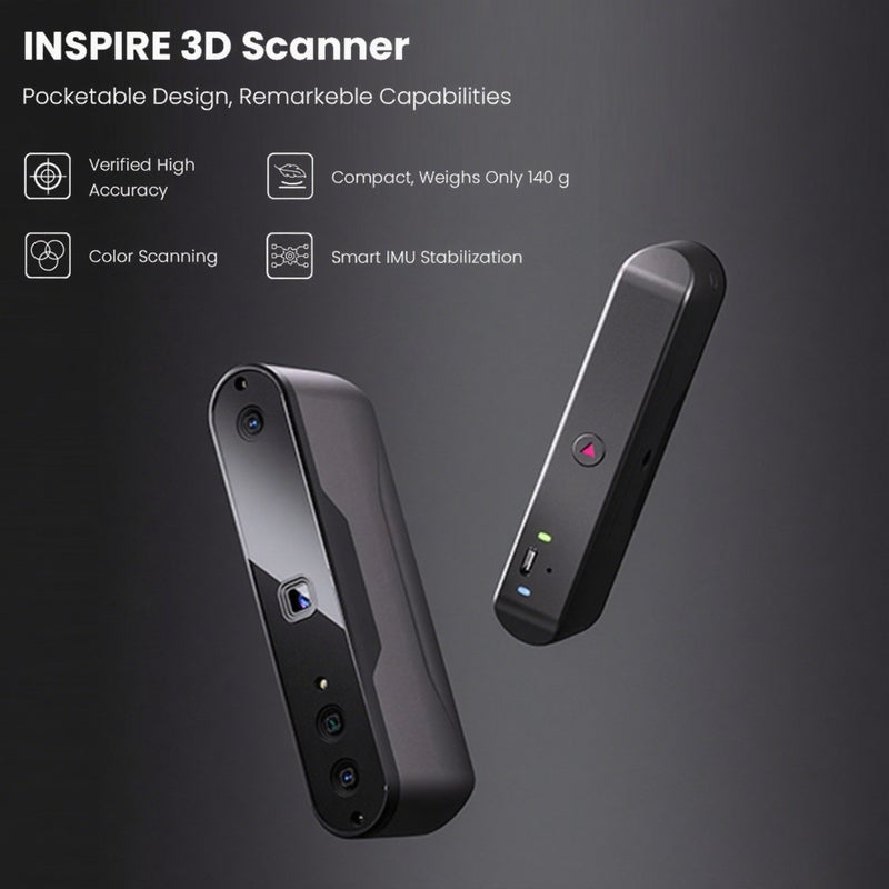 INSPIRE 3D Scanner Portable 3D Model Scanning 18 fps Scan Speed Support 0.2mm Precision High Fidelity Color Scans Handheld and Desktop with Class 1 Infrared Light USB-C/WiFi-6 Connection with Smartphone and Laptop for Reverse Engineering Model Design Standard Version - Image 4