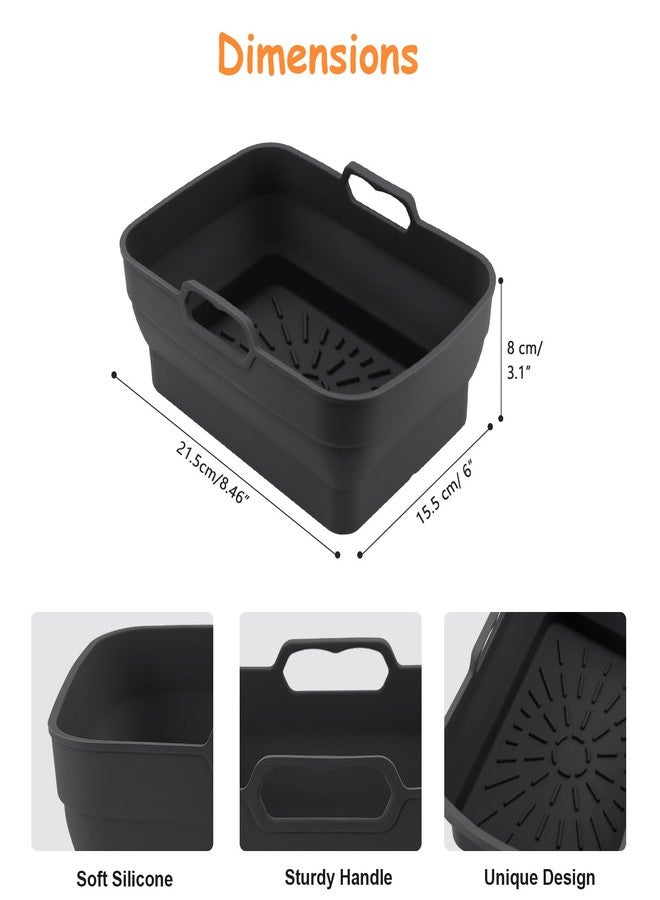 ddLUCK 2Pcs Air Fryer Silicone Liners for Ninja SL401 /DZ201/ DZ401/ DZ550 8-10 QT, Reusable Liners for COSORI, Chefman, Instant Air Fryer, Silicone Air Fryer Basket Liners with Magnetic Cheat Sheet, Black - Image 3